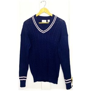 VINTAGE Potomac Collection : size S : cotton ribbed cableknit ’cricket’ sweater